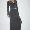 Dynamite Slinky Draped Maxi Skirt In Turbulence Grey