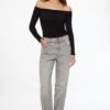 Dynamite Justina Straight Leg Jeans In Black/Medium Light