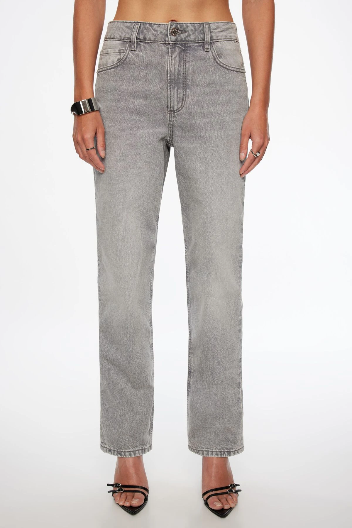 Dynamite Justina Straight Leg Jeans In Black/Medium Light - Image 2