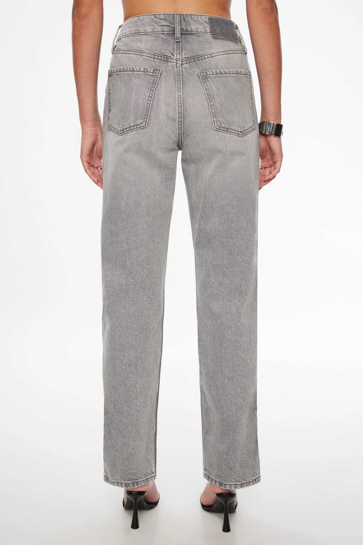 Dynamite Justina Straight Leg Jeans In Black/Medium Light - Image 3