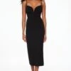 Dynamite V-Wire Midi Dress In Jet Black