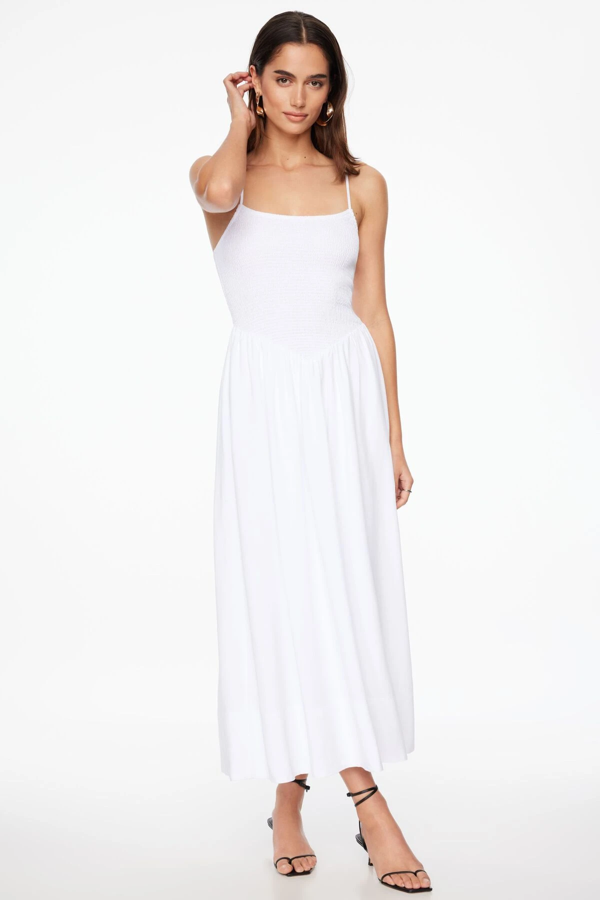 Dynamite Cami Ruched Linen Maxi Dress In Bright White - Image 2