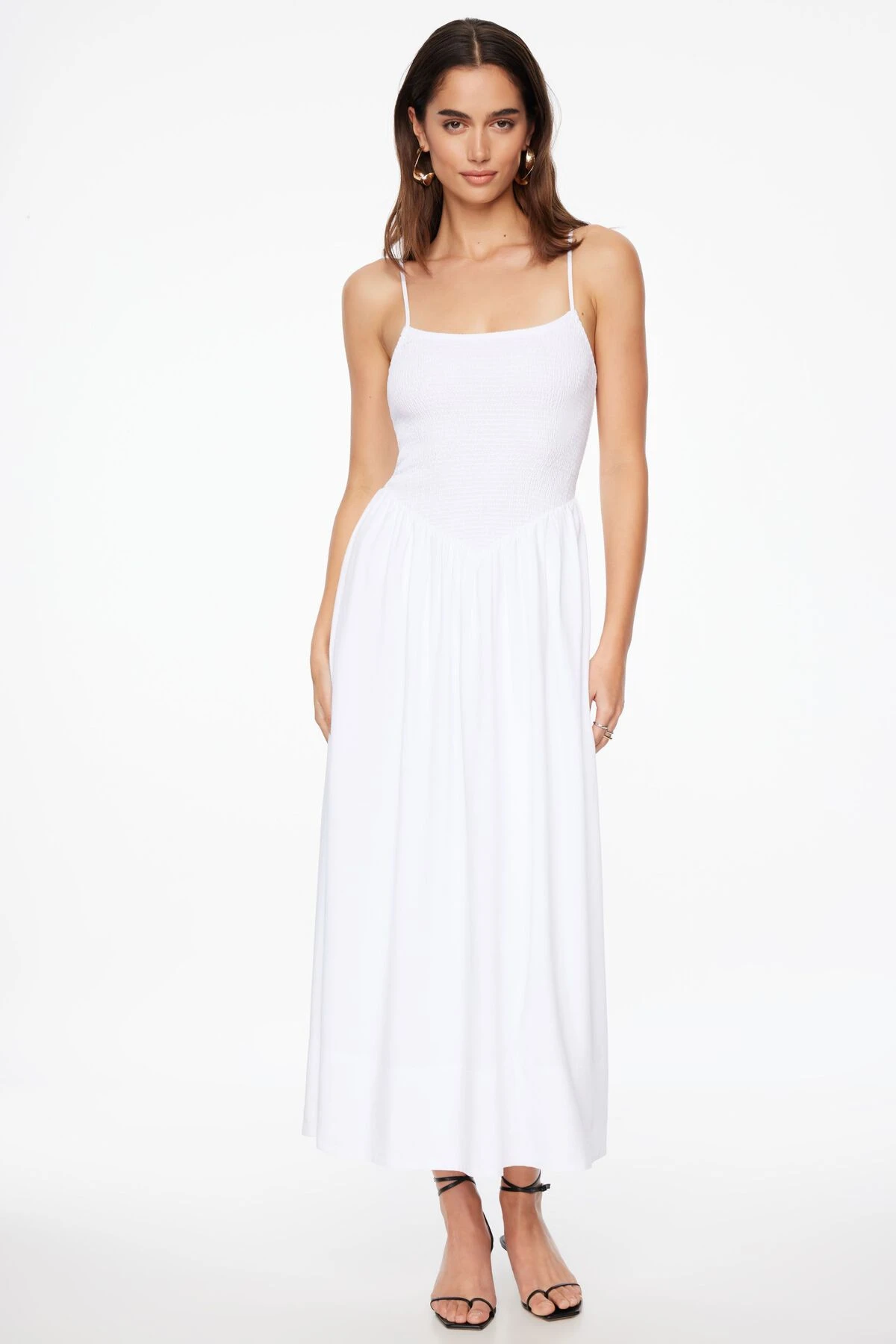 Dynamite Cami Ruched Linen Maxi Dress In Bright White - Image 3