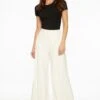Dynamite Pleated Wide Leg Pants In Sea Salt Off-White