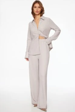 Dynamite Knit Popcorn Textured Wide Leg Pant In Ashes Of Roses