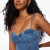 Dynamite Denim Bustier Top In Indigo Medium Dark