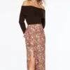 Dynamite Kamila Ankle Ruffled Maxi Skirt In Rose Taupe Floral