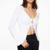 Dynamite Ribbed Long Sleeve Fly Away Top In Bright White