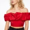Dynamite Ruffle Off Shoulder Statement Top In Fiesta Red
