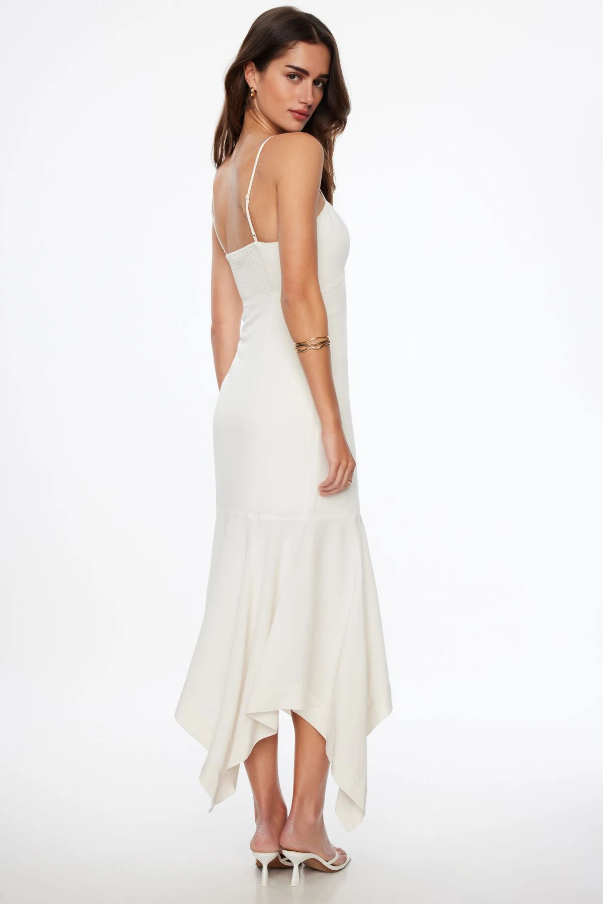 Dynamite Ruffled Maxi Dress In Sea Salt Off-White - Image 3