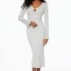 Dynamite Keyhole Cutout Midi Dress In Spring Grey Mix