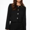 Dynamite Cropped Tweed Blazer In Jet Black