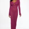 Dynamite Sheer Keyhole Pointelle Maxi Dress In Raspberry Radiance Purple