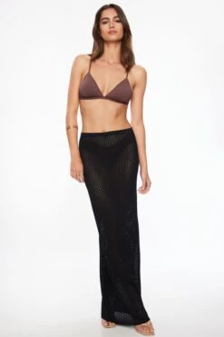 Dynamite Sheer Pointelle Maxi Skirt In Jet Black