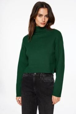 Dynamite Crop Turtleneck Sweater In Jewel Green