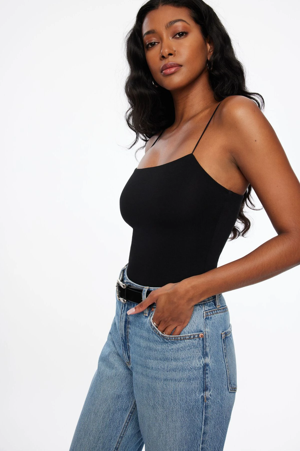 Dynamite Bungee Jersey Cami In Jet Black