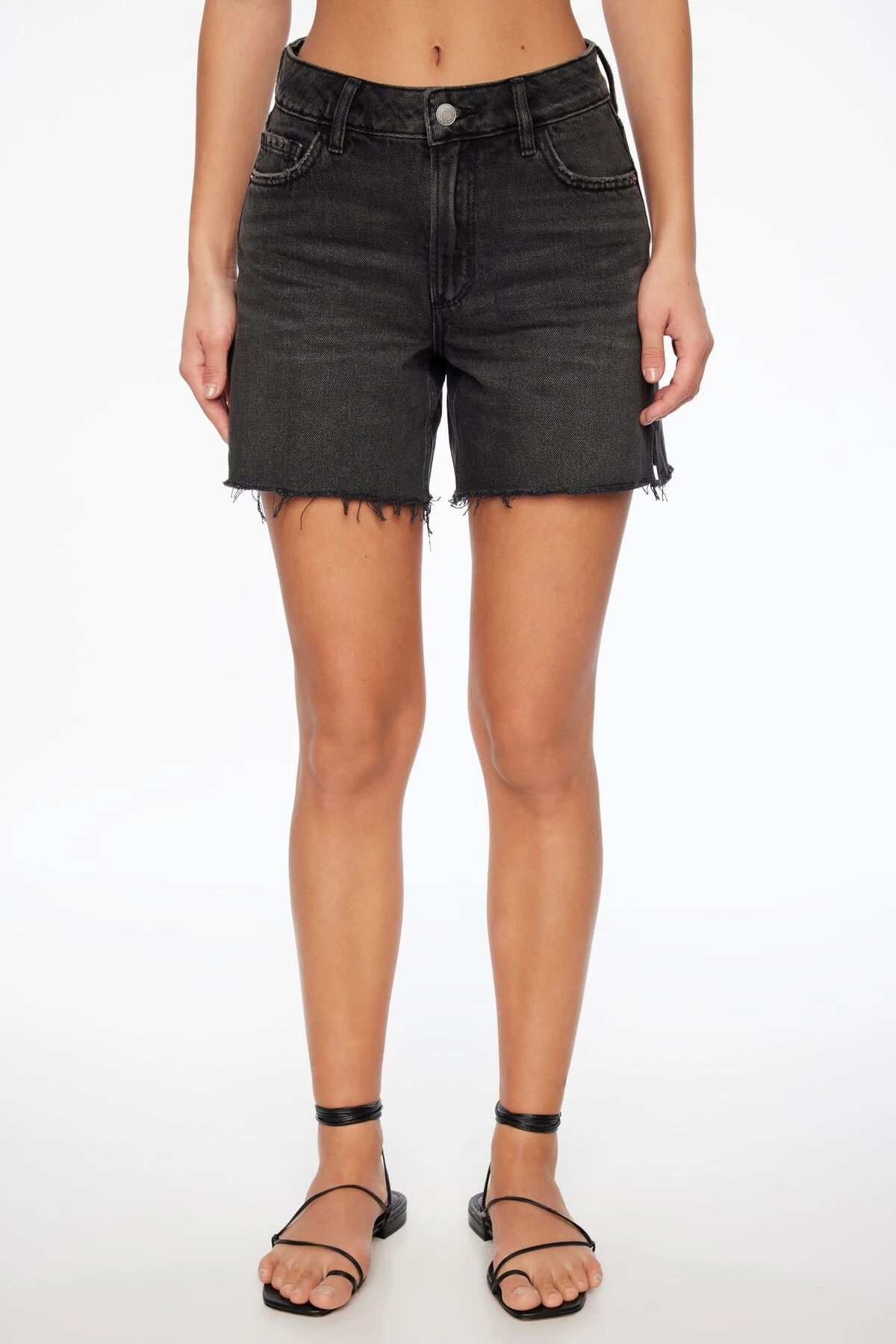 Dynamite Justina Straight Denim Shorts In Black Medium Dark - Image 3