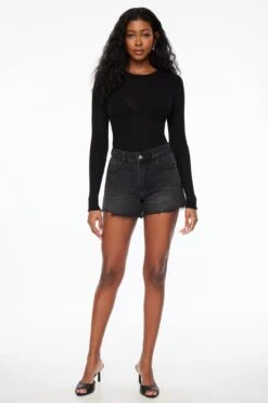 Dynamite Claudia Mom Denim Shorts In Dark Black