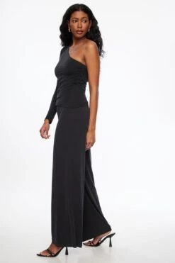 Dynamite Malika Knit Wide Leg Pants In Jet Black