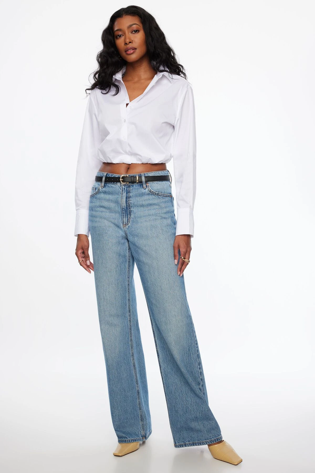 Dynamite Poplin Bubble Shirt In Bright White - Image 2