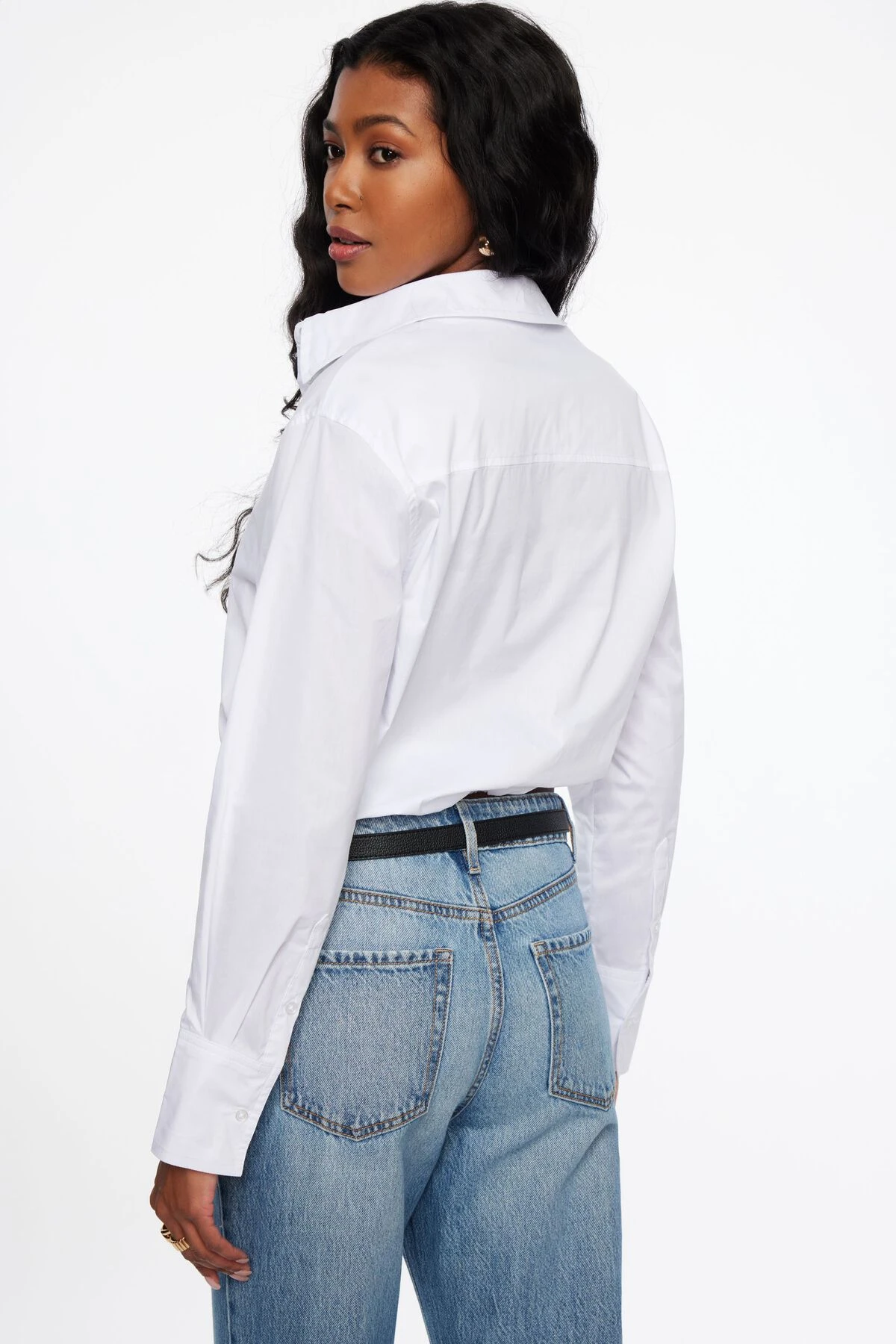 Dynamite Poplin Bubble Shirt In Bright White - Image 3