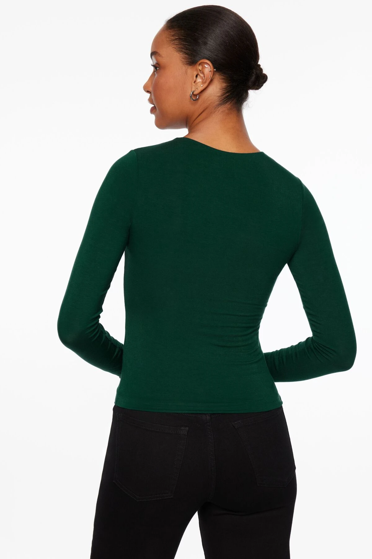 Dynamite Kyla Long Sleeve Jersey Top In Jewel Green - Image 3