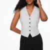Dynamite Millie Tailored Four Button Vest In Formal Grey