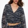 Dynamite Graphic Wrap Top In Navy Wave
