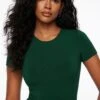 Dynamite Drea Sculpt Crew Neck Bodysuit In Jewel Green