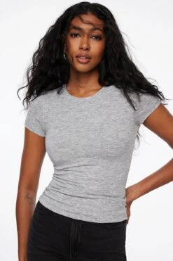 Dynamite Drea Jersey Crew Neck Tee In December Grey Mix