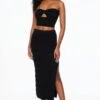 Dynamite Crocheted Open Stitch Midi Skirt In Jet Black