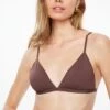 Dynamite Fixed Triangle Bikini Top In French Roast Brown