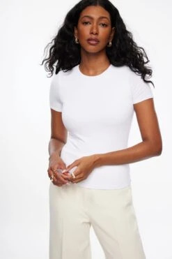 Dynamite Drea Crew Neck Jersey Tee In Bright White