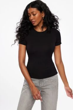 Dynamite Drea Crew Neck Jersey Tee In Jet Black
