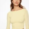 Dynamite Havyn Boatneck Jersey Crop Top In Transparent Yellow