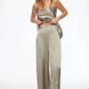 Dynamite Malika Satin Wide Leg Pant In Light Pewter Grey