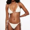 Dynamite Beaded Side Tie Bikini Bottom In Sea Salt Off-White