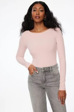 Dynamite Skye Open Back Bodysuit In Lotus Pink