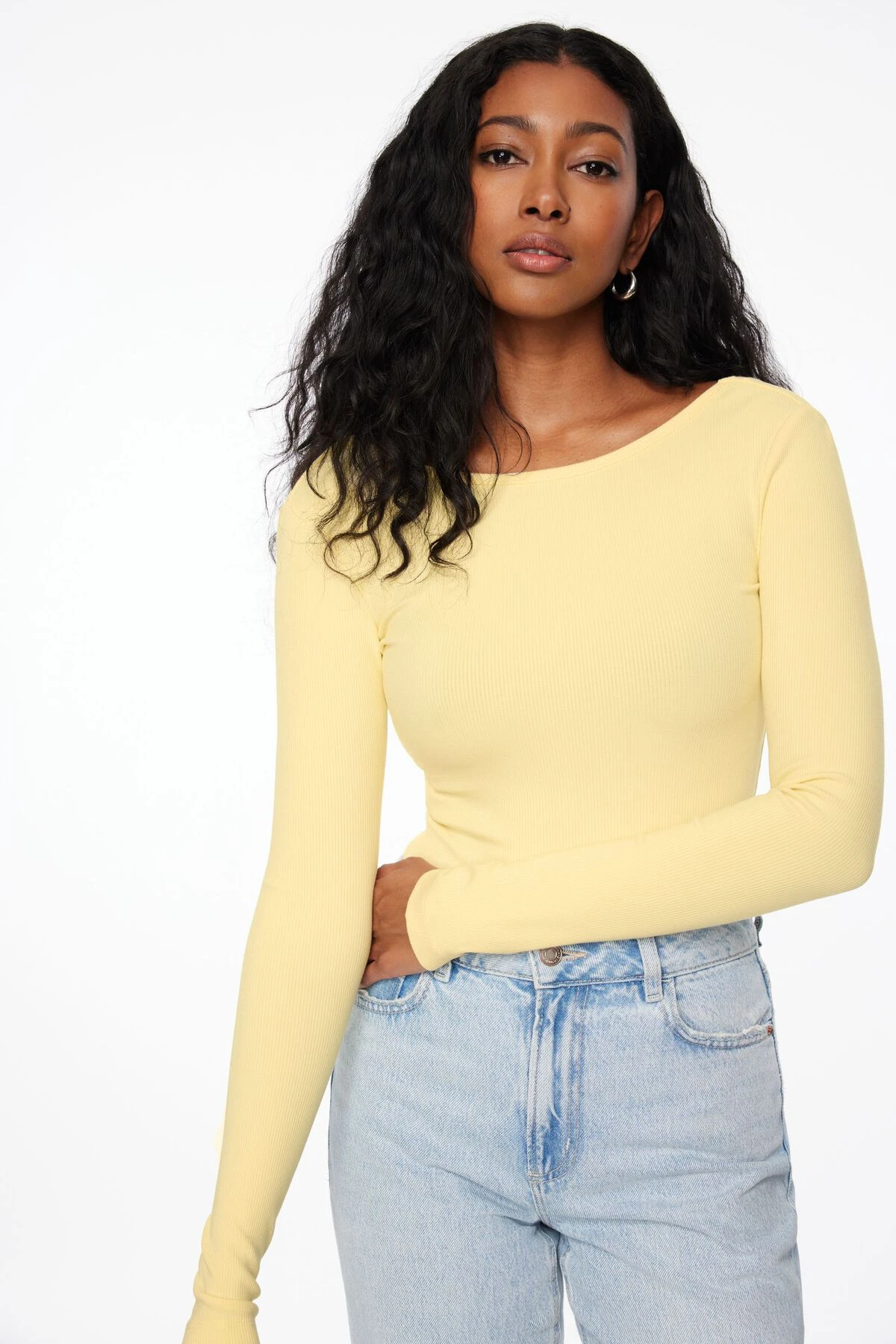 Dynamite Skye Open Back Bodysuit In Lemon Sorbet Yellow